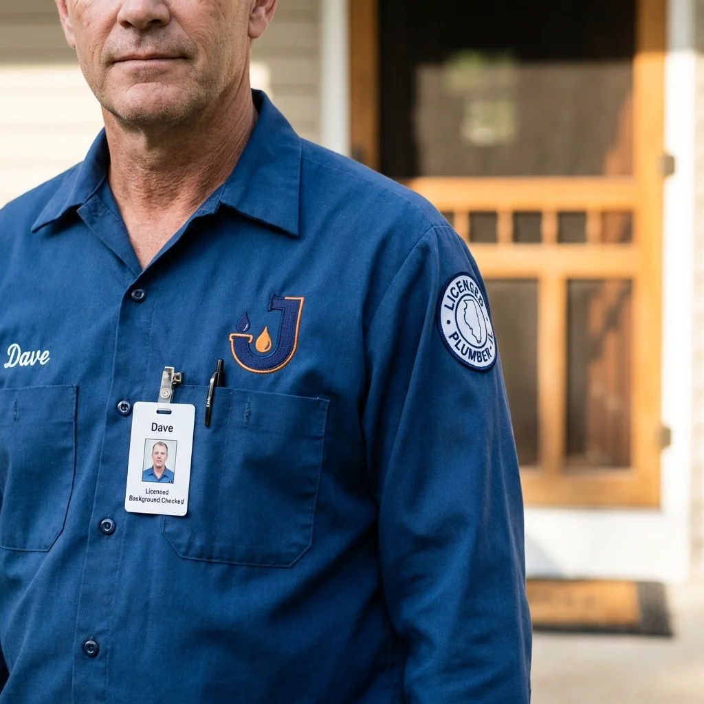 Licensed plumber showing ID badge in Eudora, AR