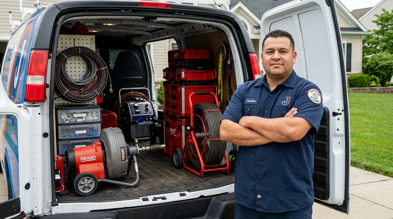 Professional drain cleaning equipment and Johns Plumbing LLC plumber in Eudora
